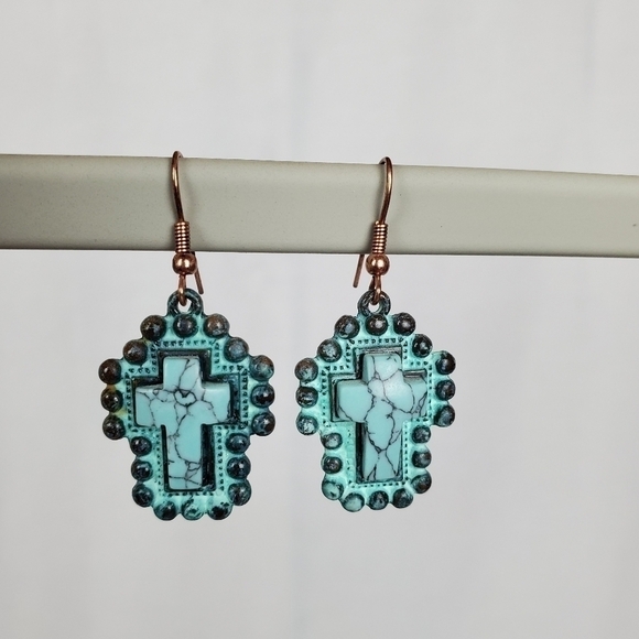 Turquoise Cross earings - Picture 1 of 4